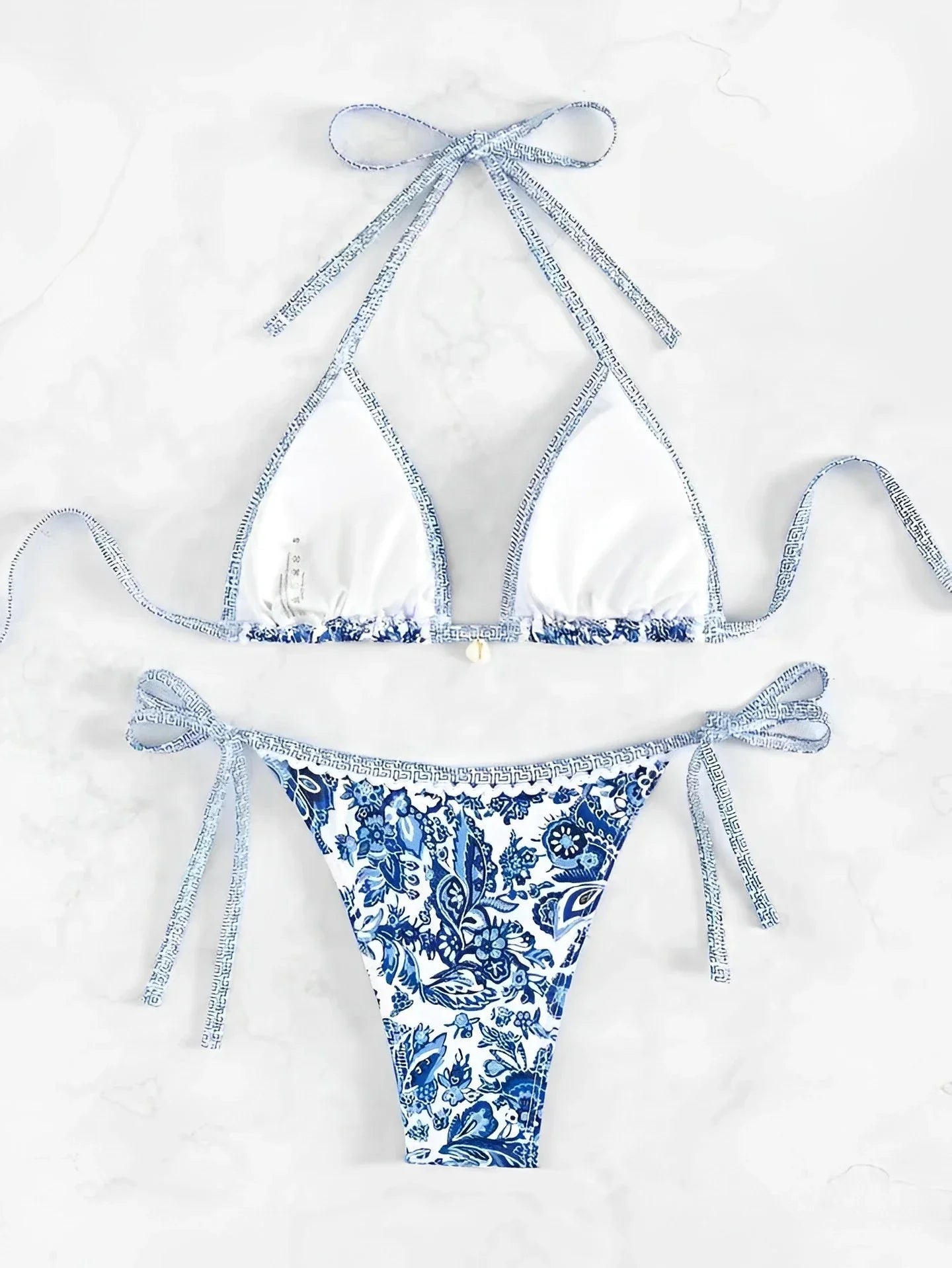 Bikini imprimé cachemire boho chic femme liens réglables style été