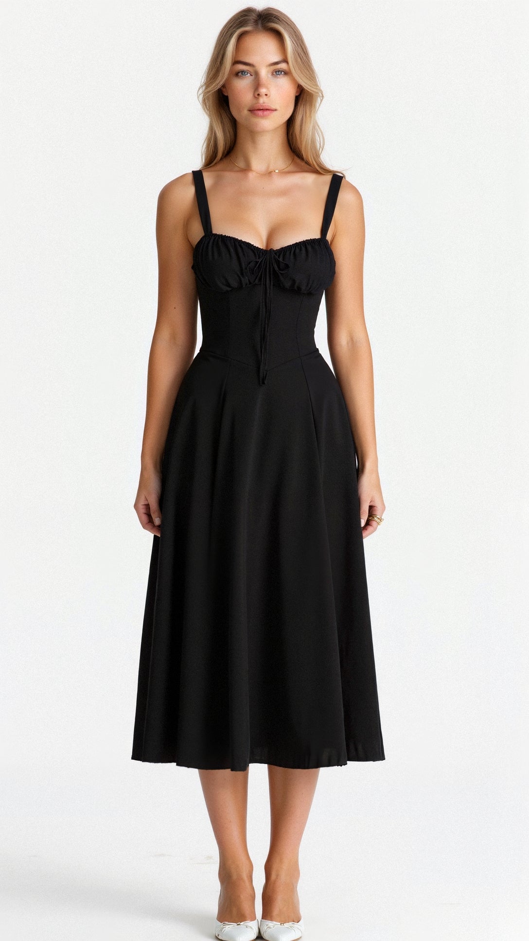 Robe midi fleurie coton femme corsage corset taille accentuée jupe fluide