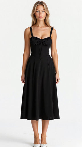 Robe midi fleurie coton femme corsage corset taille accentuée jupe fluide