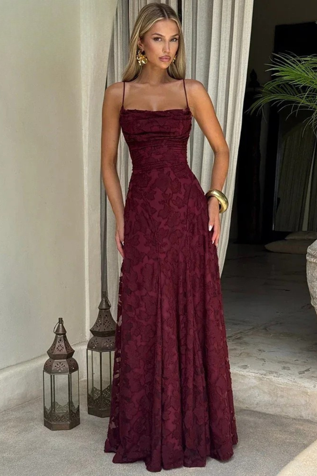 Robe Longue Élégante pour Femmes | Dos Lacé et Ajustable