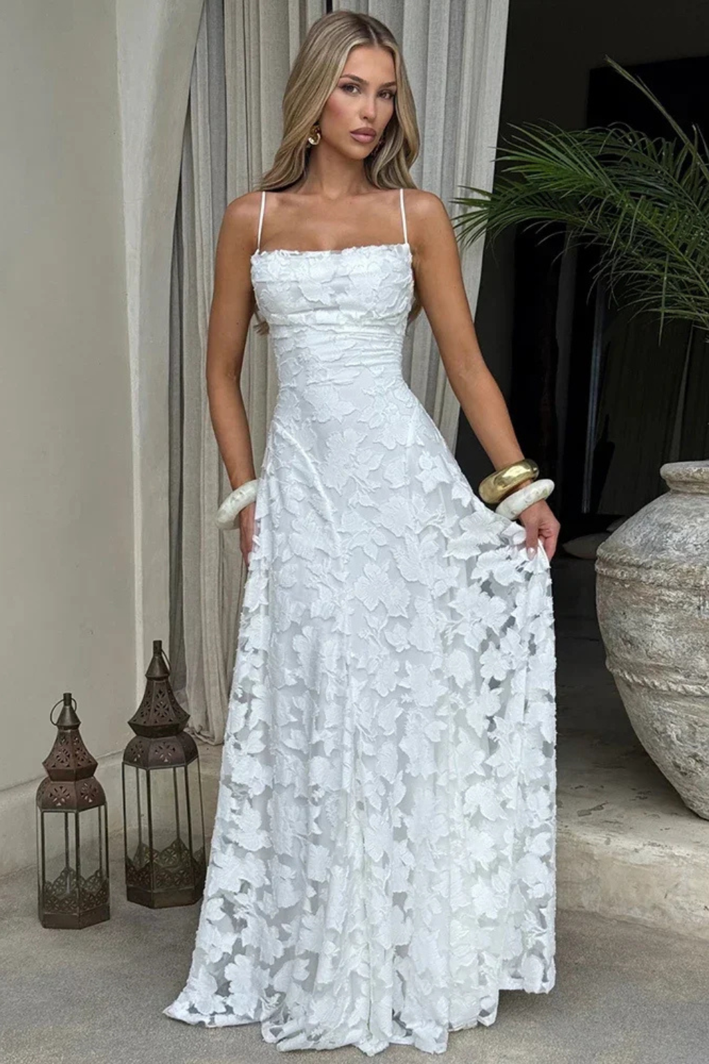 Robe Longue Élégante pour Femmes | Dos Lacé et Ajustable