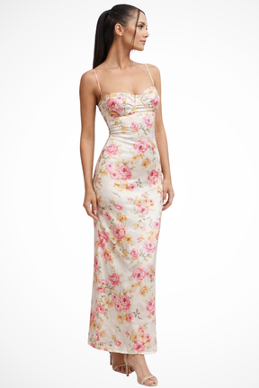Robe Longue Florale Femme | Élégante pour Mariages d'Été