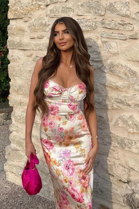Robe Longue Florale Femme | Élégante pour Mariages d'Été