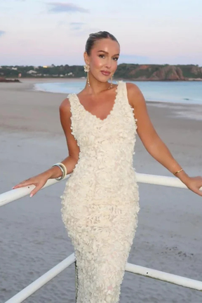 Robe de Cocktail Ajustée Florale | Élégante avec Décolleté en V
