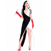 Robe de Méchant Glamour pour Femmes - Jupe Asymétrique et Manches Bouffantes
