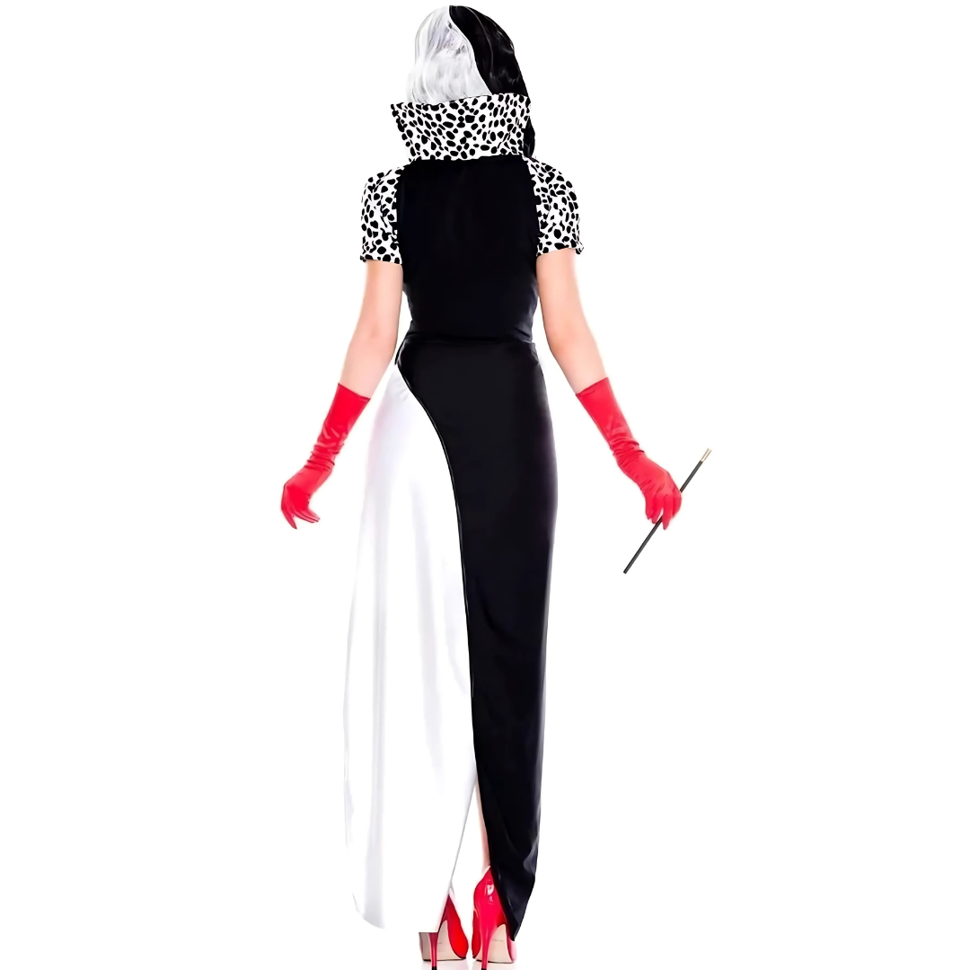 Robe de Méchant Glamour pour Femmes - Jupe Asymétrique et Manches Bouffantes