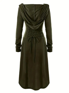 Robe Halloween Gothique à Lacets - Élégance Mystérieuse avec Capuche