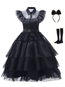 Robe Gothique à Volants pour Femmes - Ensemble Costume Complet avec Accessoires