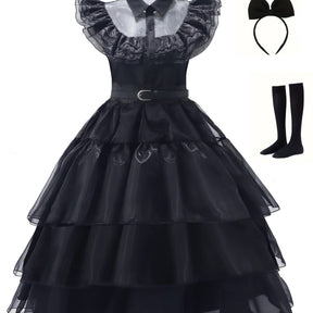 Robe Gothique à Volants pour Femmes - Ensemble Costume Complet avec Accessoires