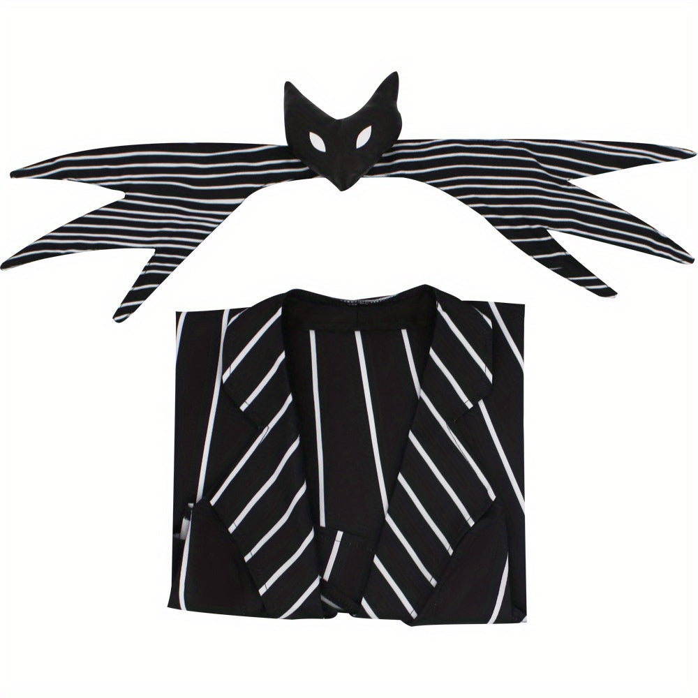 Robe de Costume Halloween Gothique - Look Unique avec Rayures et Accessoire