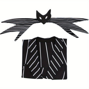 Robe de Costume Halloween Gothique - Look Unique avec Rayures et Accessoire