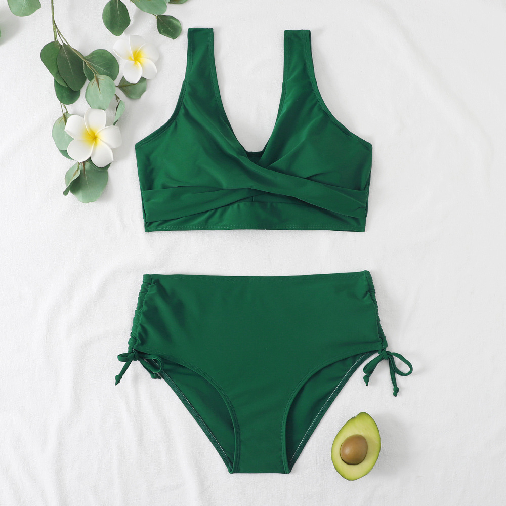 Bikini taille haute classique femme à bretelles réglables coupe flatteuse