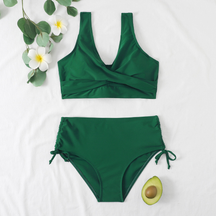 Bikini taille haute classique femme à bretelles réglables coupe flatteuse