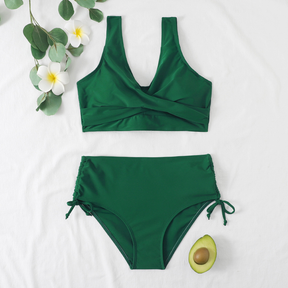 Bikini taille haute classique femme à bretelles réglables coupe flatteuse