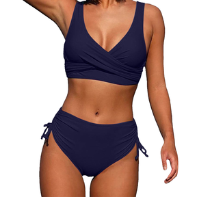 Bikini taille haute classique femme à bretelles réglables coupe flatteuse