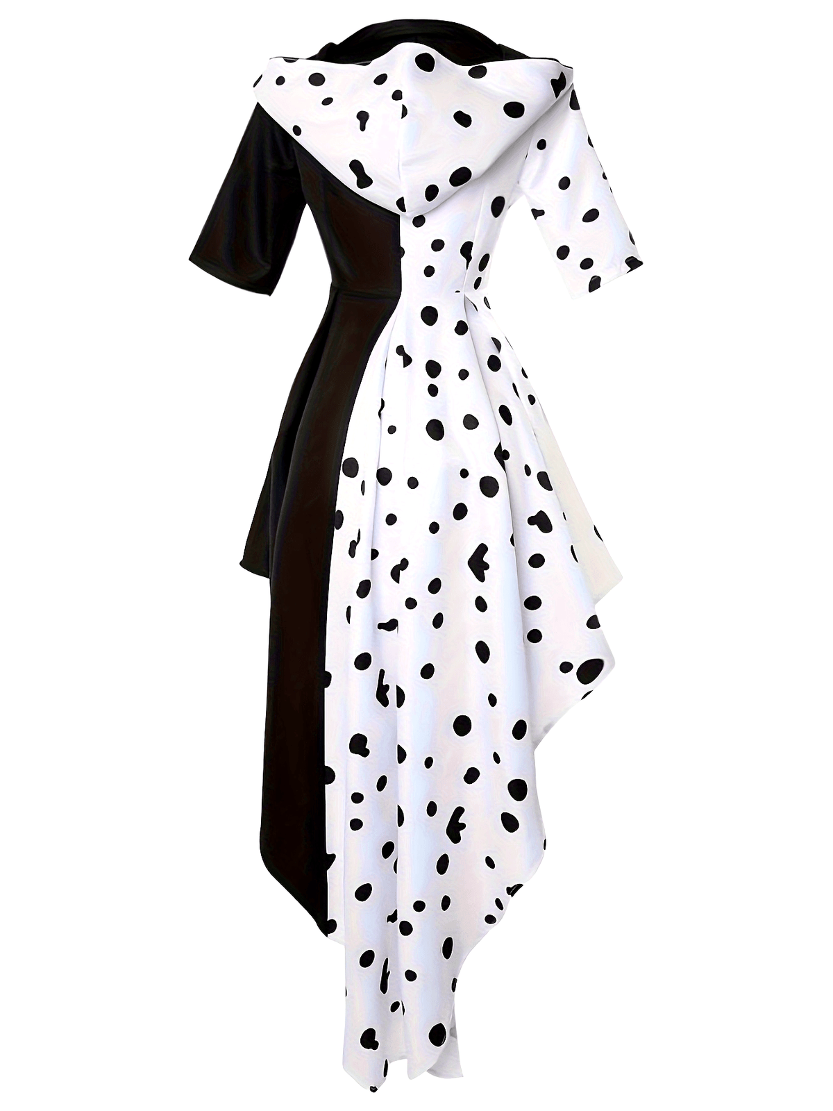 Robe de Costume Halloween Dalmatien - Design Asymétrique à Capuche et Confort