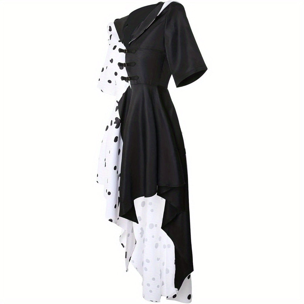 Robe de Costume Halloween Femme - Style Dalmate avec Capuche Asymétrique