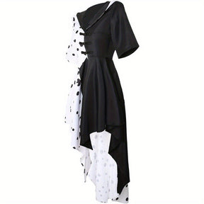 Robe de Costume Halloween Femme - Style Dalmate avec Capuche Asymétrique