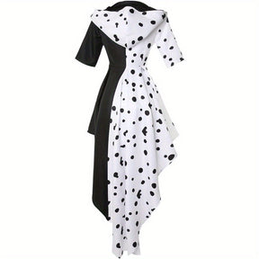Robe de Costume Halloween Femme - Style Dalmate avec Capuche Asymétrique