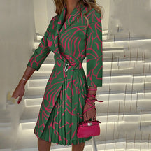 Robe Manteau Femme à Carreaux - Ceinture à Nouer et Jupe Plissée