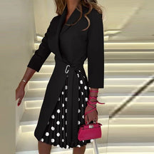 Robe Manteau Femme à Carreaux - Ceinture à Nouer et Jupe Plissée