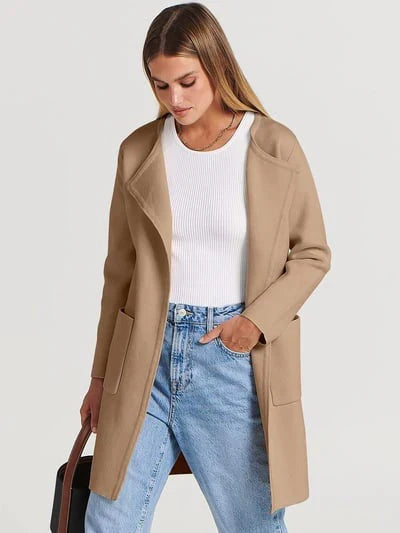 Manteau Long en Laine Mélangée - Élégance et Confort pour l'Hiver