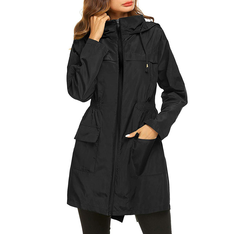 Manteau de Pluie Léger pour Femmes - Taille Cintrée et Pliable, Résistant à l'Eau