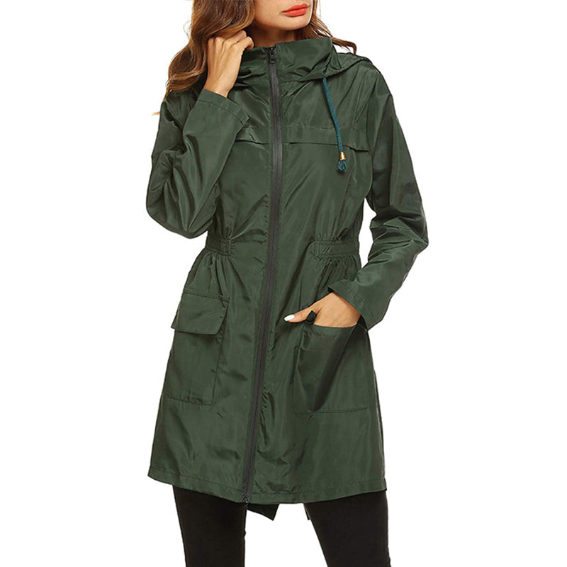 Manteau de Pluie Léger pour Femmes - Taille Cintrée et Pliable, Résistant à l'Eau