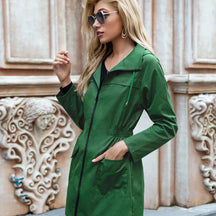 Manteau Long de Pluie pour Femmes - Capuche Ajustable et Coupe Détendue