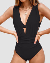 Maillot de bain une pièce gainant décolleté en V profond femme luxe élégant