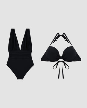 Maillot de bain une pièce gainant décolleté en V profond femme luxe élégant
