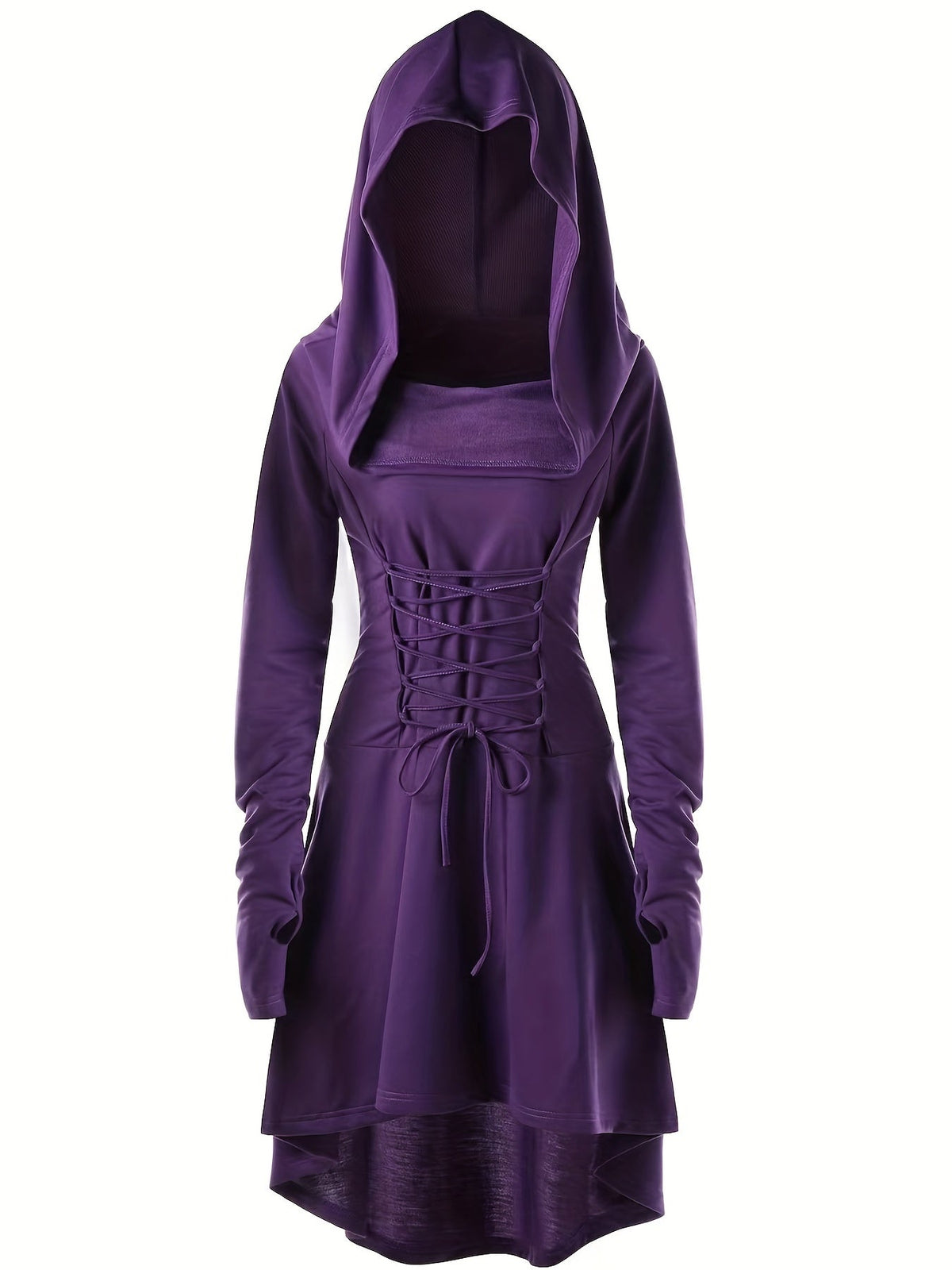Robe de Costume Médiévale pour Femmes - Look Gothique avec Capuche et Lacets