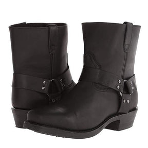 Bottes de Moto en Cuir pour Femmes - Mi-Hauteur avec Détail de Harnais