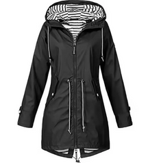 Veste à Capuche Mi-Longue Femme - Taille Ajustable et Tissu Respirant
