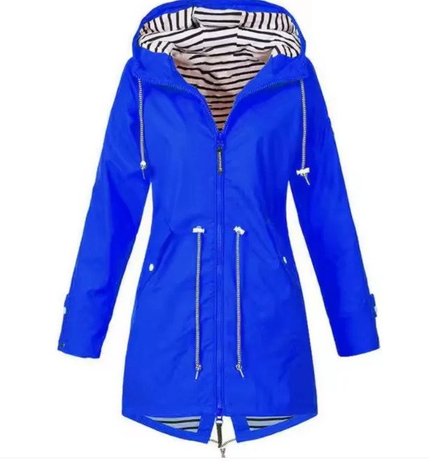 Veste à Capuche Mi-Longue Femme - Taille Ajustable et Tissu Respirant