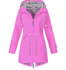 Veste à Capuche Mi-Longue Femme - Taille Ajustable et Tissu Respirant