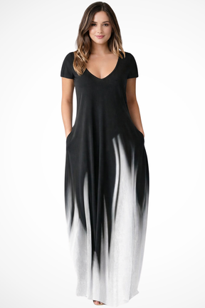 Robe Maxi Ombre Élégante | Décolleté en V avec Poches