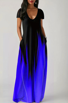 Robe Maxi Ombre Élégante | Décolleté en V avec Poches