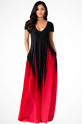 Robe Maxi Ombre Élégante | Décolleté en V avec Poches