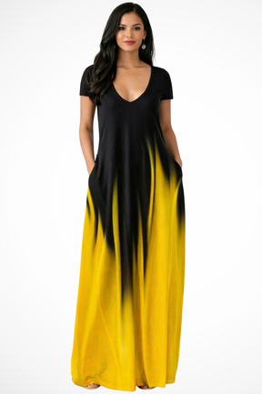 Robe Maxi Ombre Élégante | Décolleté en V avec Poches