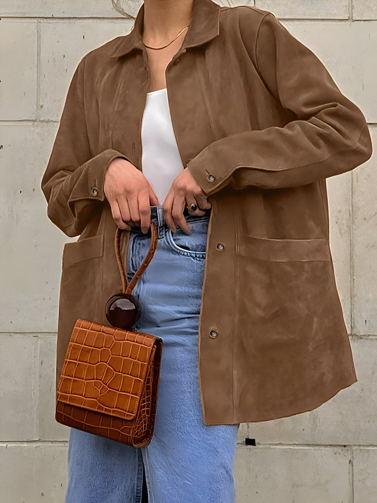 Veste Oversized Femme à Boutons - Confort Décontracté pour Printemps et Automne