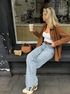 Veste Oversized Femme à Boutons - Confort Décontracté pour Printemps et Automne