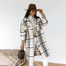 Manteau Oversize à Carreaux pour Femmes - Manteau d'Hiver Chaud avec Poches Pratiques
