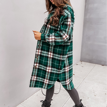 Manteau Oversize à Carreaux pour Femmes - Manteau d'Hiver Chaud avec Poches Pratiques