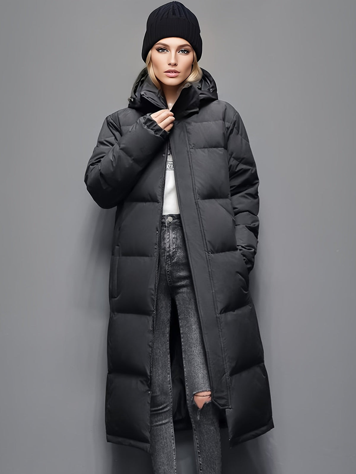Manteau d'Hiver Femme - Long et Isolé avec Capuche