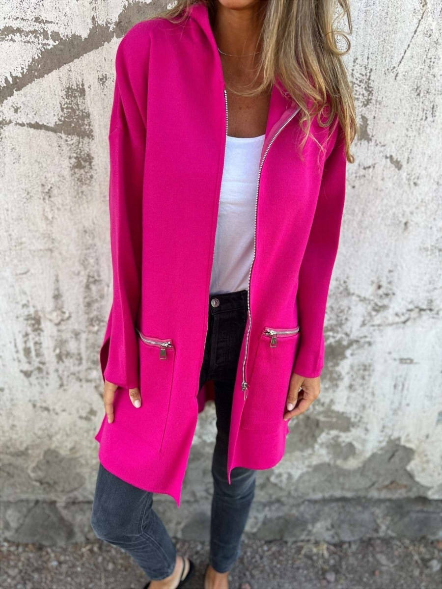 Veste à Capuche Oversize pour Femmes - Manteau Long avec Poches Zippées