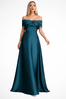 Robe de Mariage Satinée Maxi | Élégante et Décolleté Off-Shoulder