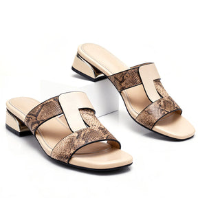 Sandales T-bar femme cuir lisse imprimé serpent élégantes pour l'été