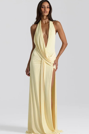 Robe Maxi Élégante pour Femmes | Fente Haute et Dos Nu