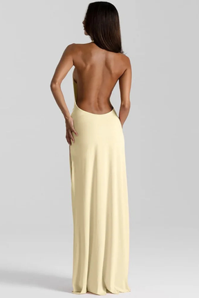 Robe Maxi Élégante pour Femmes | Fente Haute et Dos Nu
